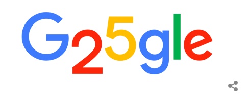 Google doodle on Google's 25th birthday on  September 25, 2023
